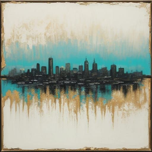 Engraved Ivory Tusk in Turquoise Impasto Style