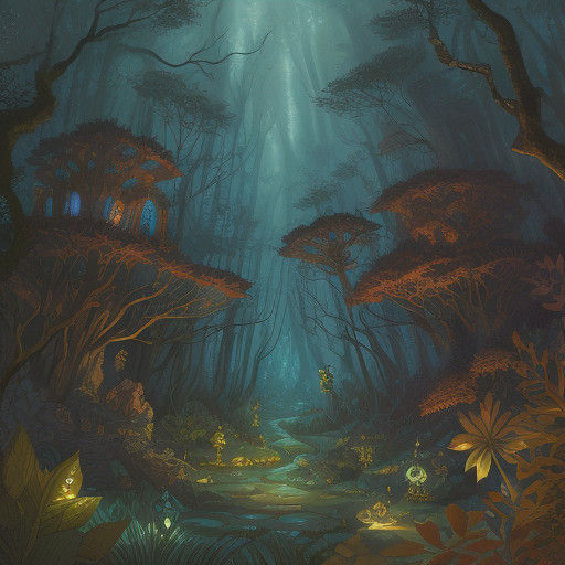 Whimsical Fantasy Scene in Watercolor Style