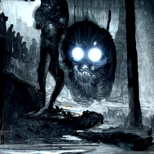 Eerie Glowing Eyes in the Dark, Engraving Style
