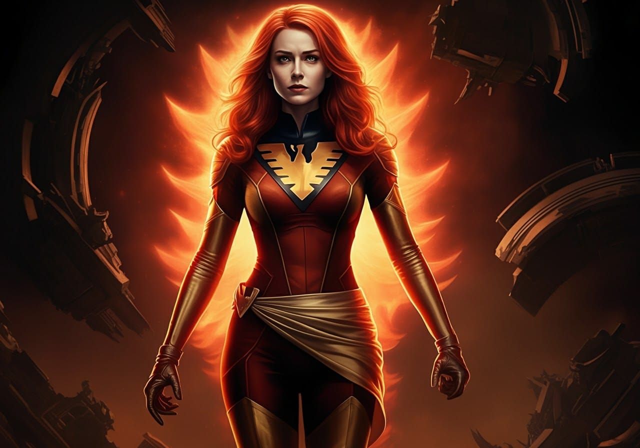 Jean Grey as Phoenix: Photorealistic Marvel Portrait