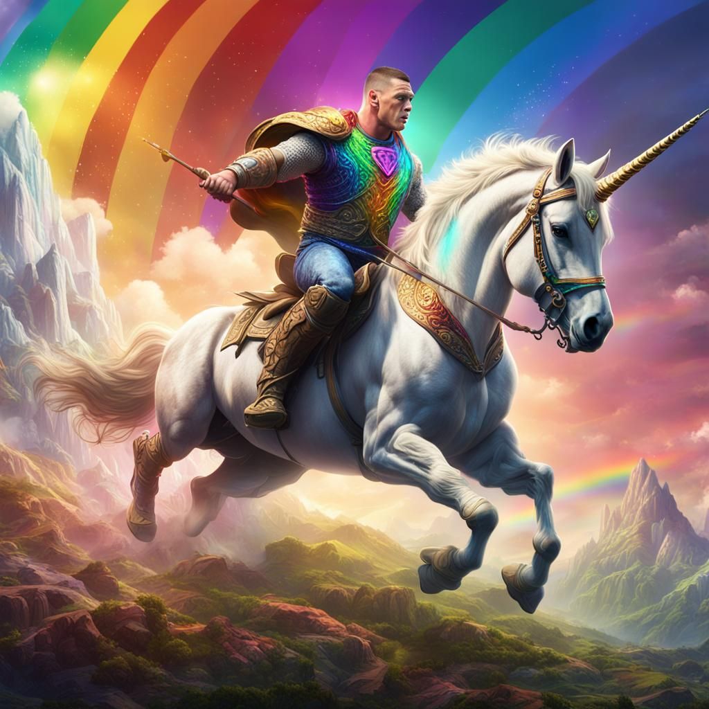John Cena Rides Unicorn Across Rainbow