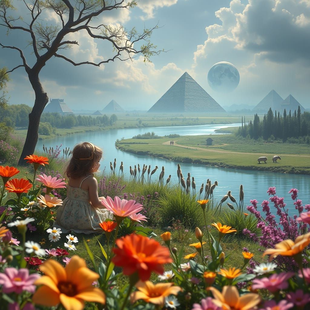 Whimsical Children in Enchanted Garden Scene