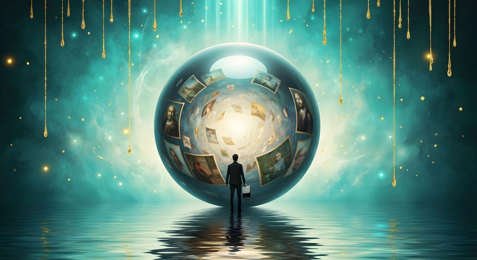 Artist Before Chrome Sphere Reflecting Art History