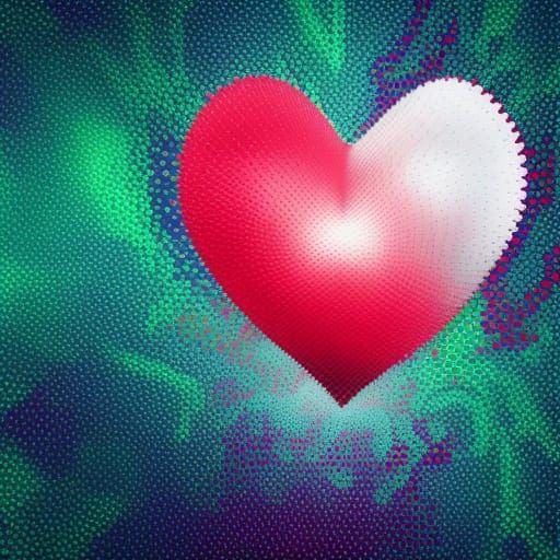 Hyperrealistic Fractal Heart with Pixelation Effect