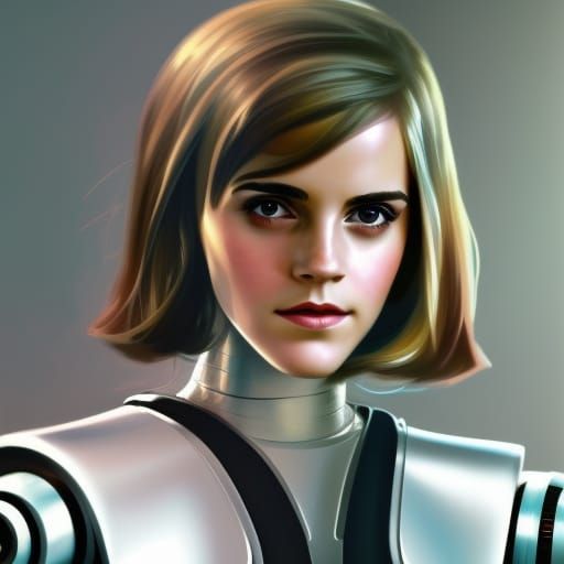 Emma Watson as 80s Robot Girl Portrait