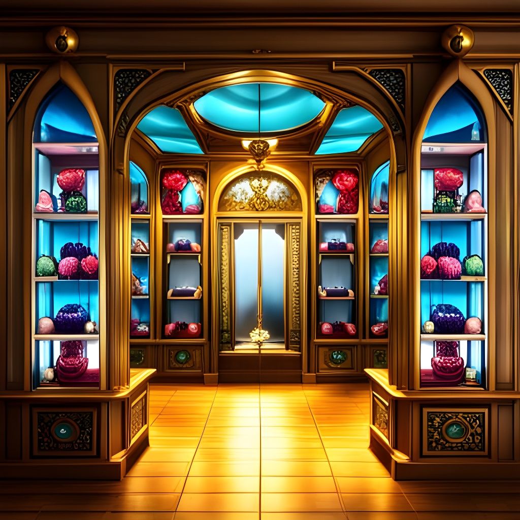 Crystal Jewels and Objects in Fantasy Jewelry Store