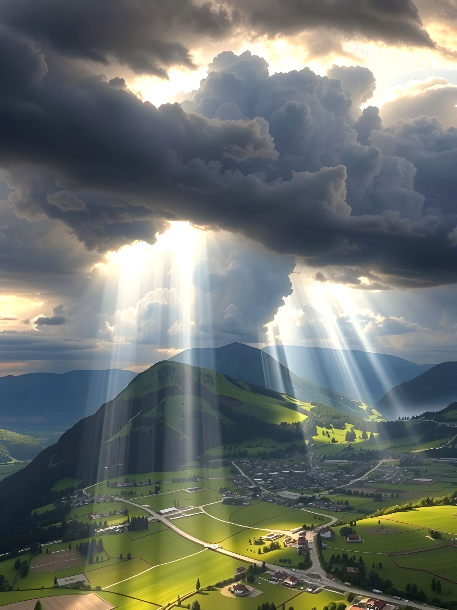 Surreal Valley Panorama in Radiant Light