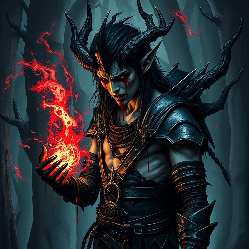 Tormented Wood Elf Invokes Dark Magic in a Haunting Gothic F...