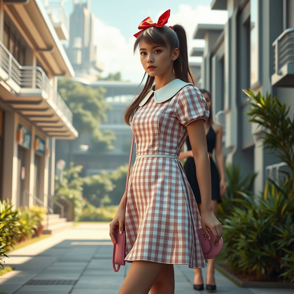 Futuristic Fae in Gingham Dreamscape