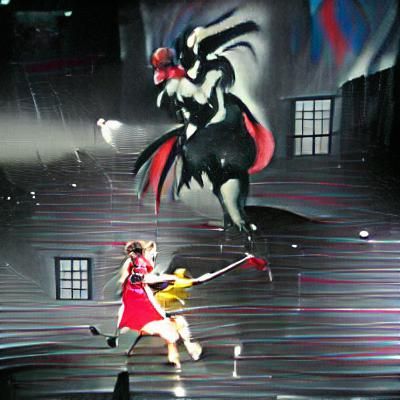 Teenage Jester Girl Battles Dragon-Winged Rabbit in Film Noi...