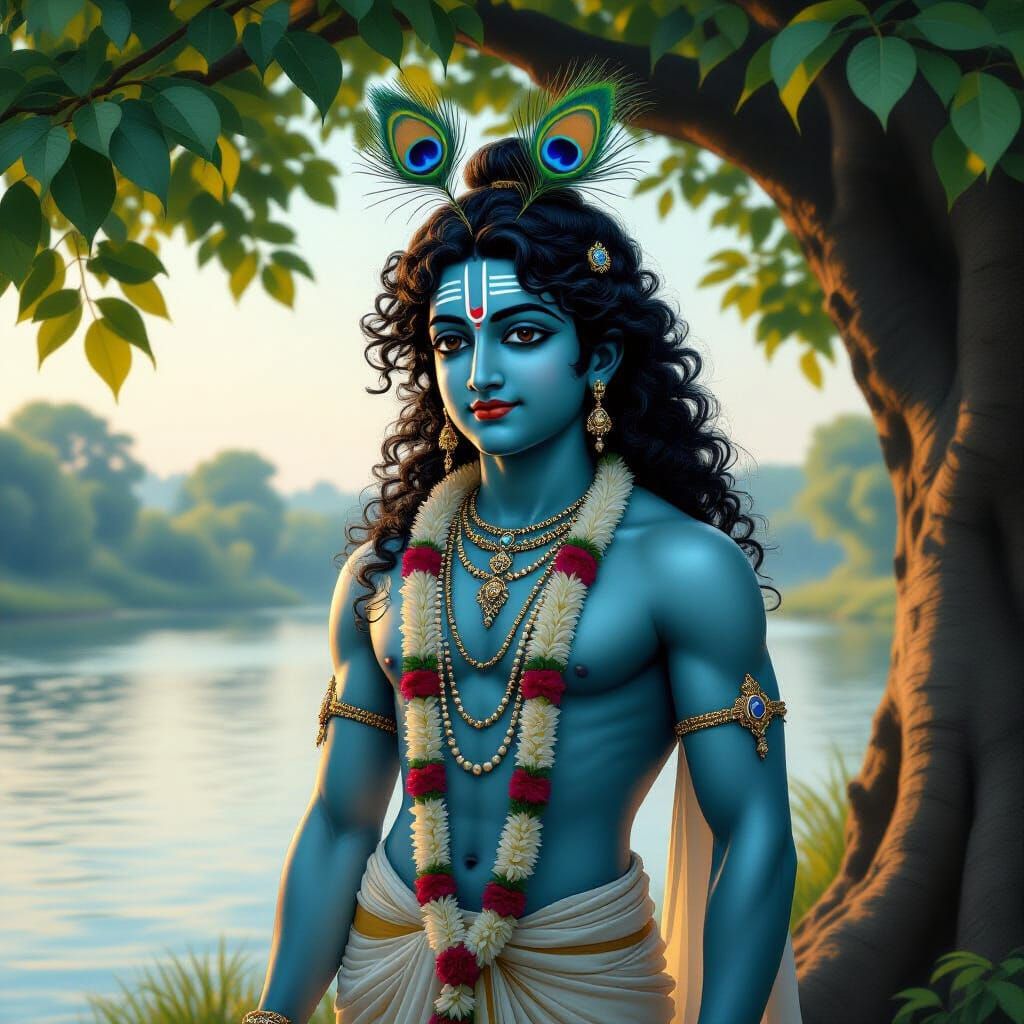 Lord Krishna with Serene Face and Divine Elegance