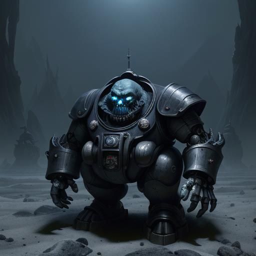 Menacing Cyborg Villain in Dark Moon Base