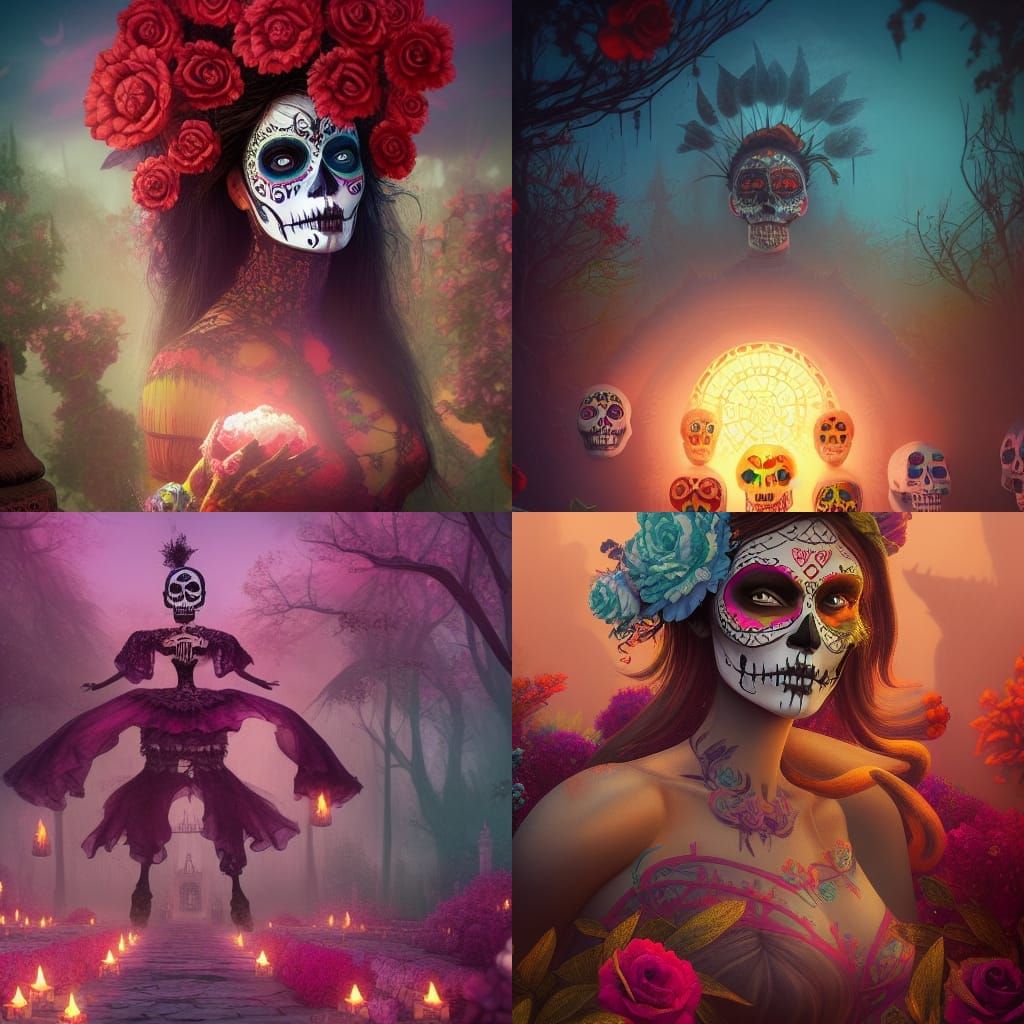 Day of the Dead Ghosts Returning from Underworld