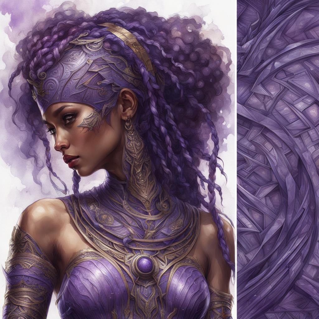 Futuristic Girl in Violet Dress, Ancient Egyptian Art Nouvea...