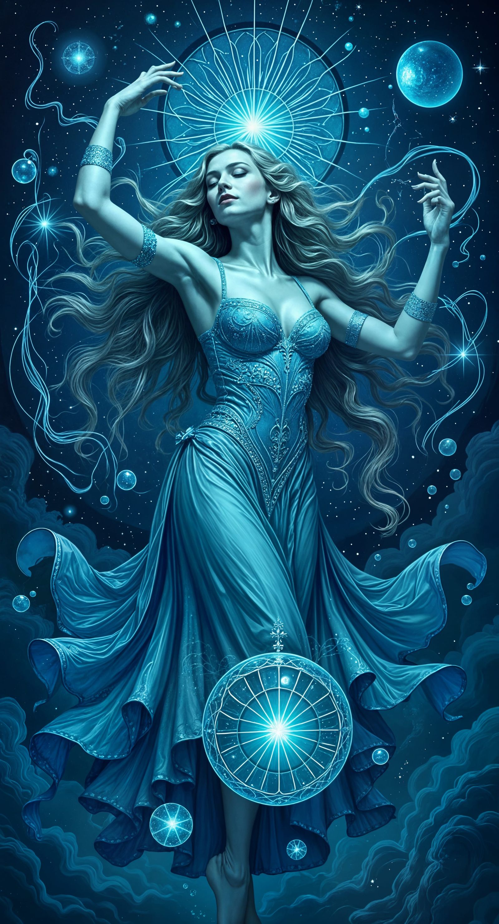 Surreal Stained Glass Portrait of Sleeping Woman