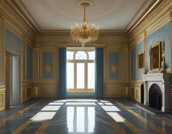 Greco-Roman Bedroom with Blue Silk Sheets