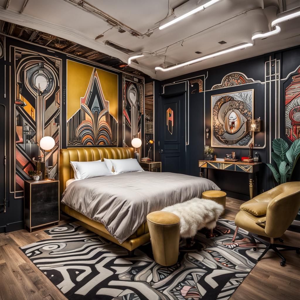 Graffiti Artist's Studio Apartment with Art Deco Library