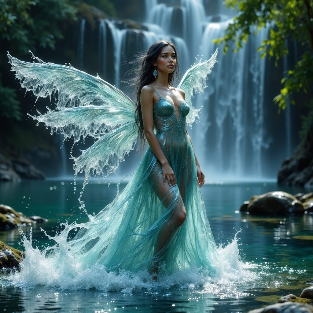 Beautiful Water Fairy Emerging From Pond