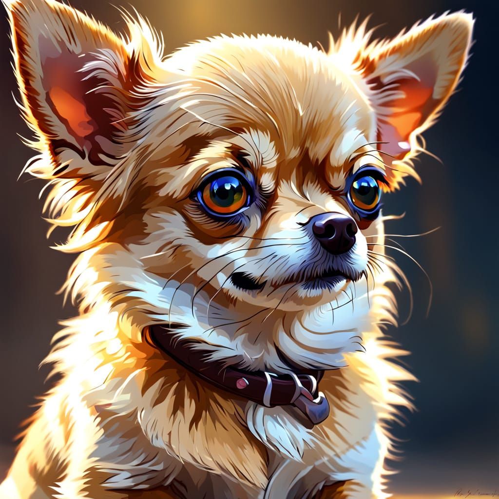 Cartoon Chihuahua Portrait in Vibrant Colors