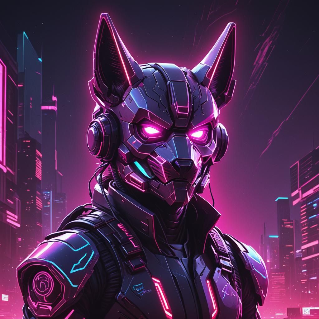Synthwave Protogen in Neon Retro Style