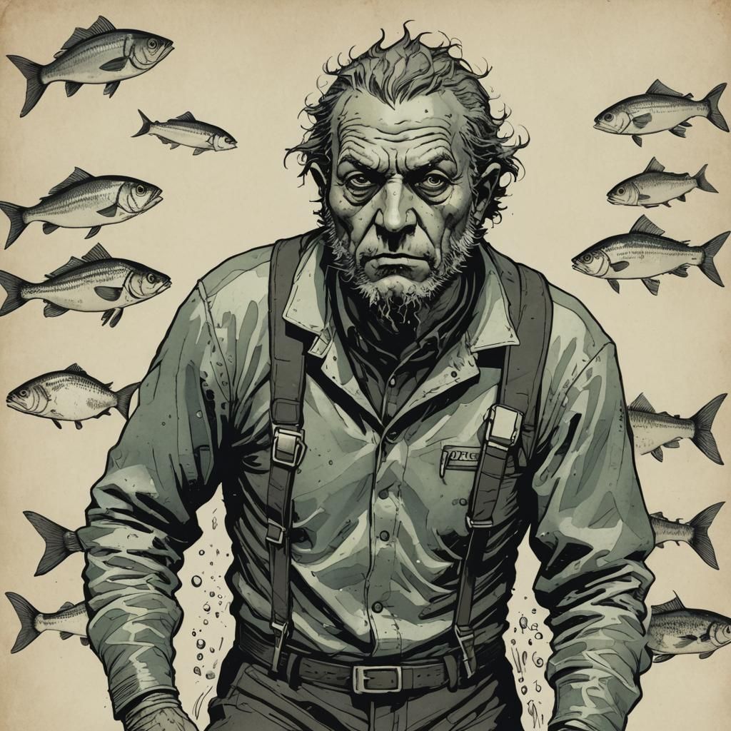 AI Generated Image of a Fish-Man