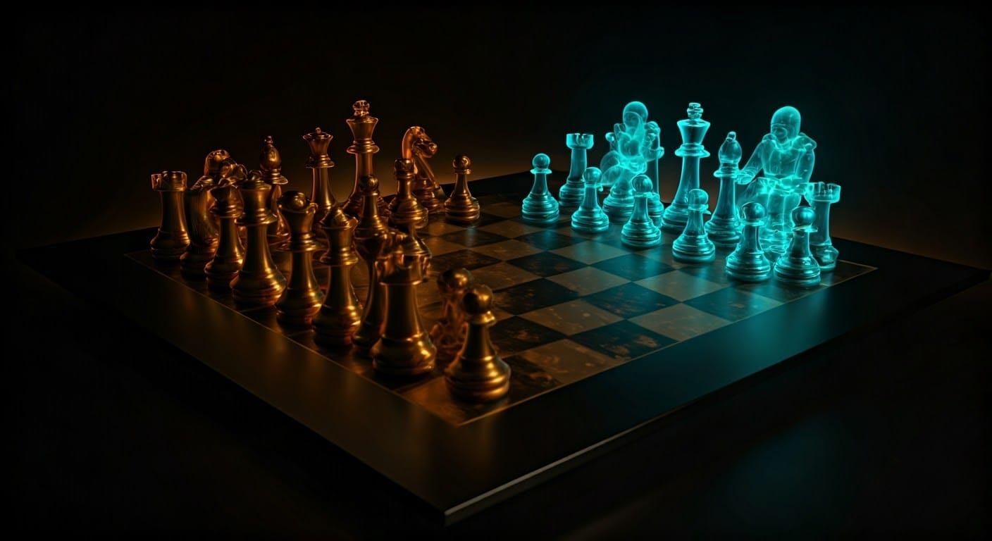 Ethereal Chessboard in Infinite Black Void