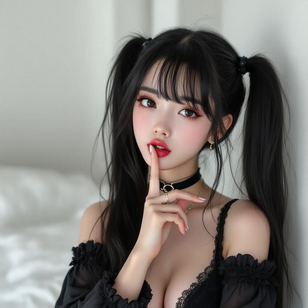 Asian Girl with Bangs in Manga-Inspired Photo