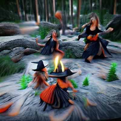 Witches Dancing Around a Fire in 8K 3D