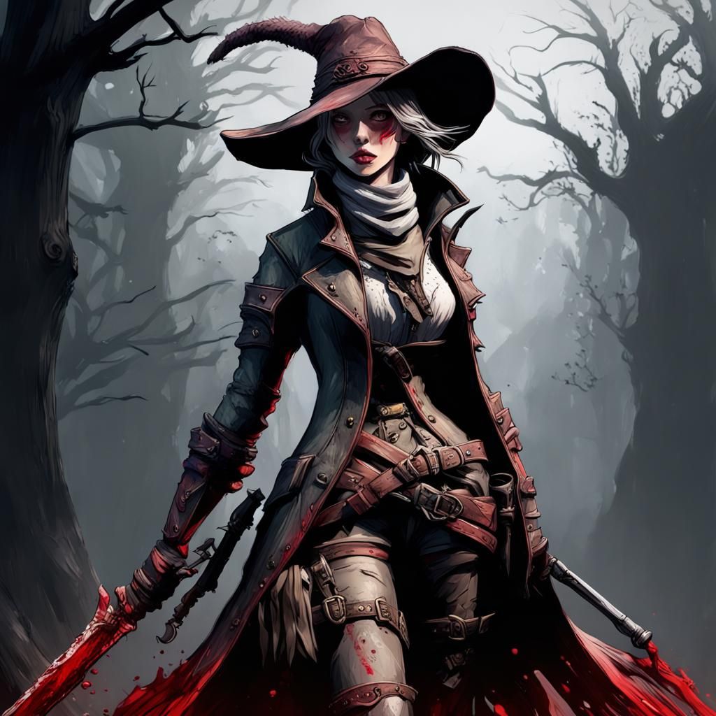 Bloodborne Lady Hunter in Acrylics