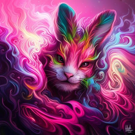 Pink Punk Bunny in Graffiti Art Style