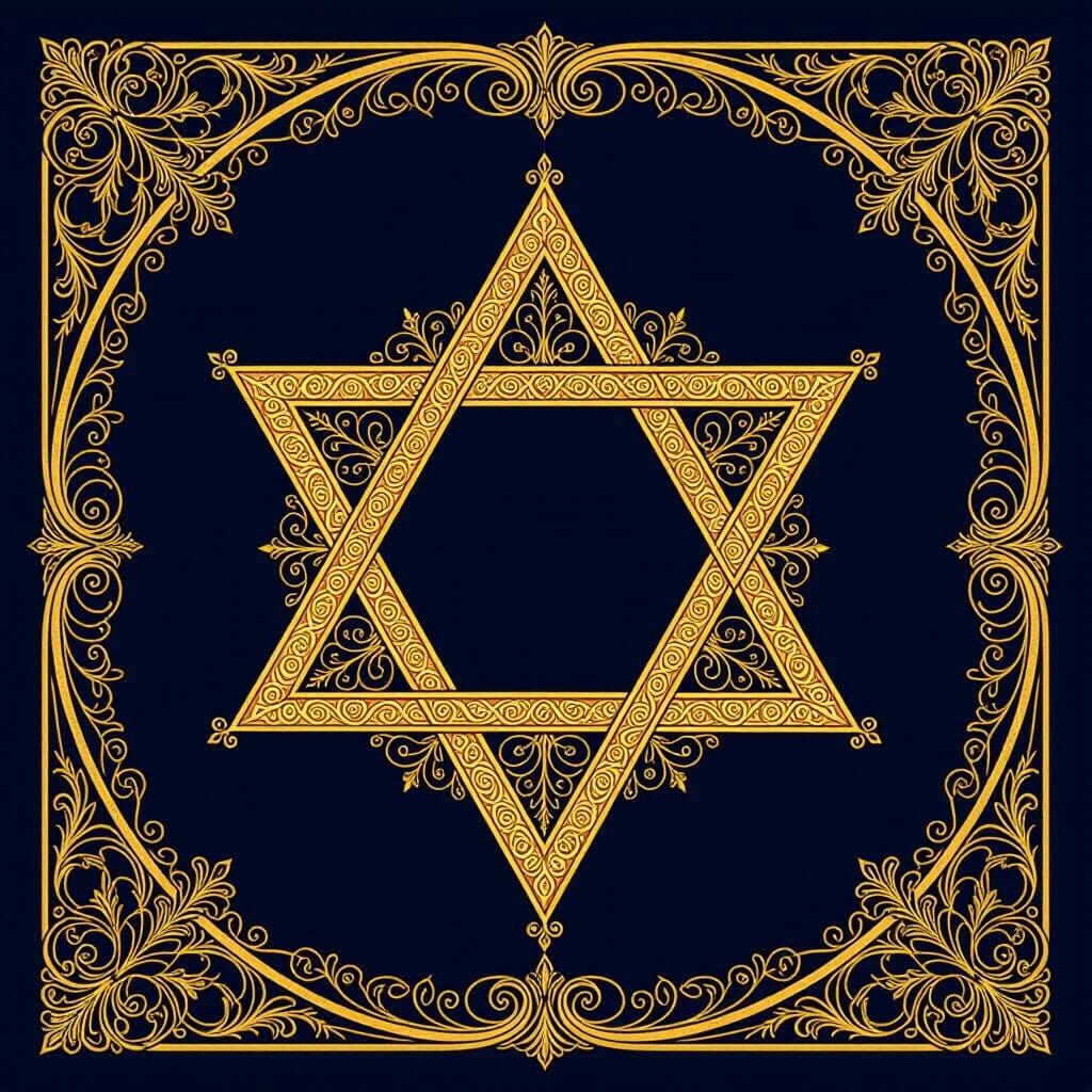 Ornate Star of David in Art Nouveau Style