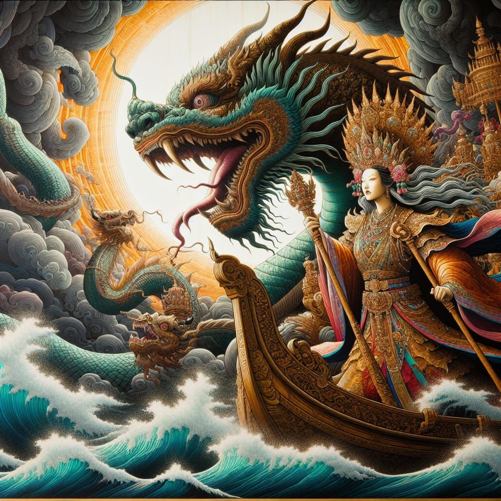 Queen and Serpent on Stormy Sea
