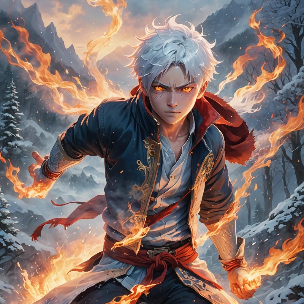 Shoto Todoroki: Fire and Ice Powers in Ethereal Fantasy