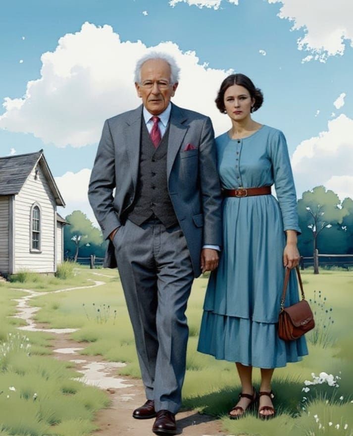 Grief in Iowa: Father and Daughter in Watercolor Style