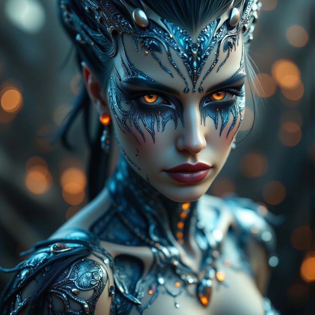 Chromium Demon with Ivory Carvings in 2000s Vintage Photo St...