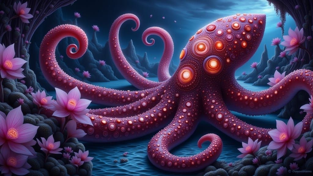 Kraken Blossoms: Bioluminescent Orchid Fantasy
