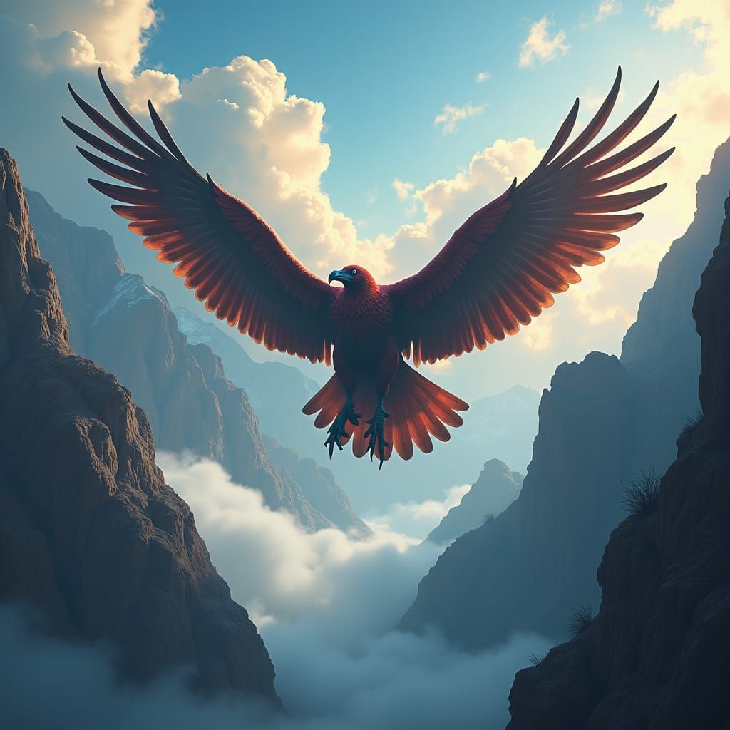 Andean Condor Soaring in a Mystical Landscape