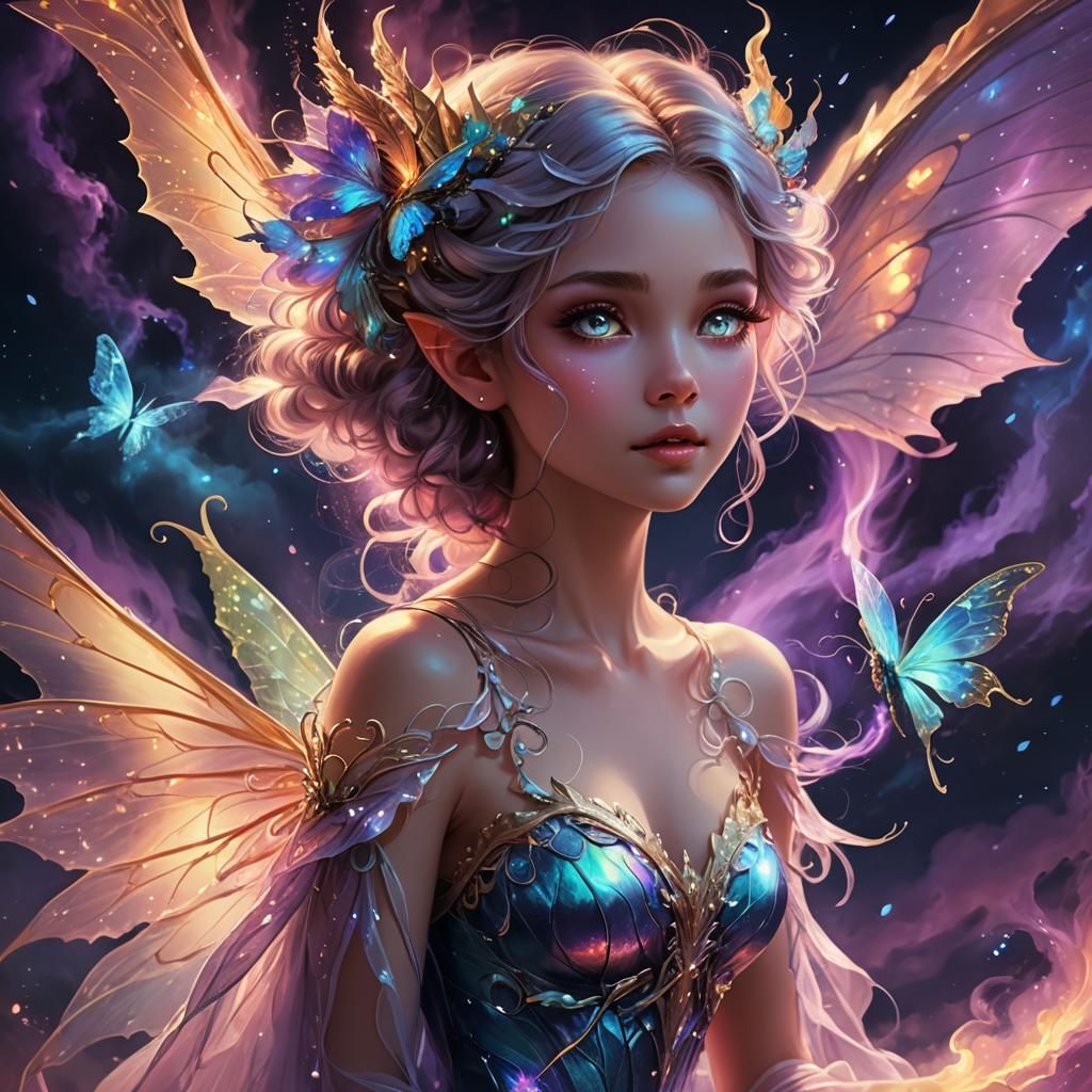 Fairy with Dragon Eyes in Digital Fantasy Art
