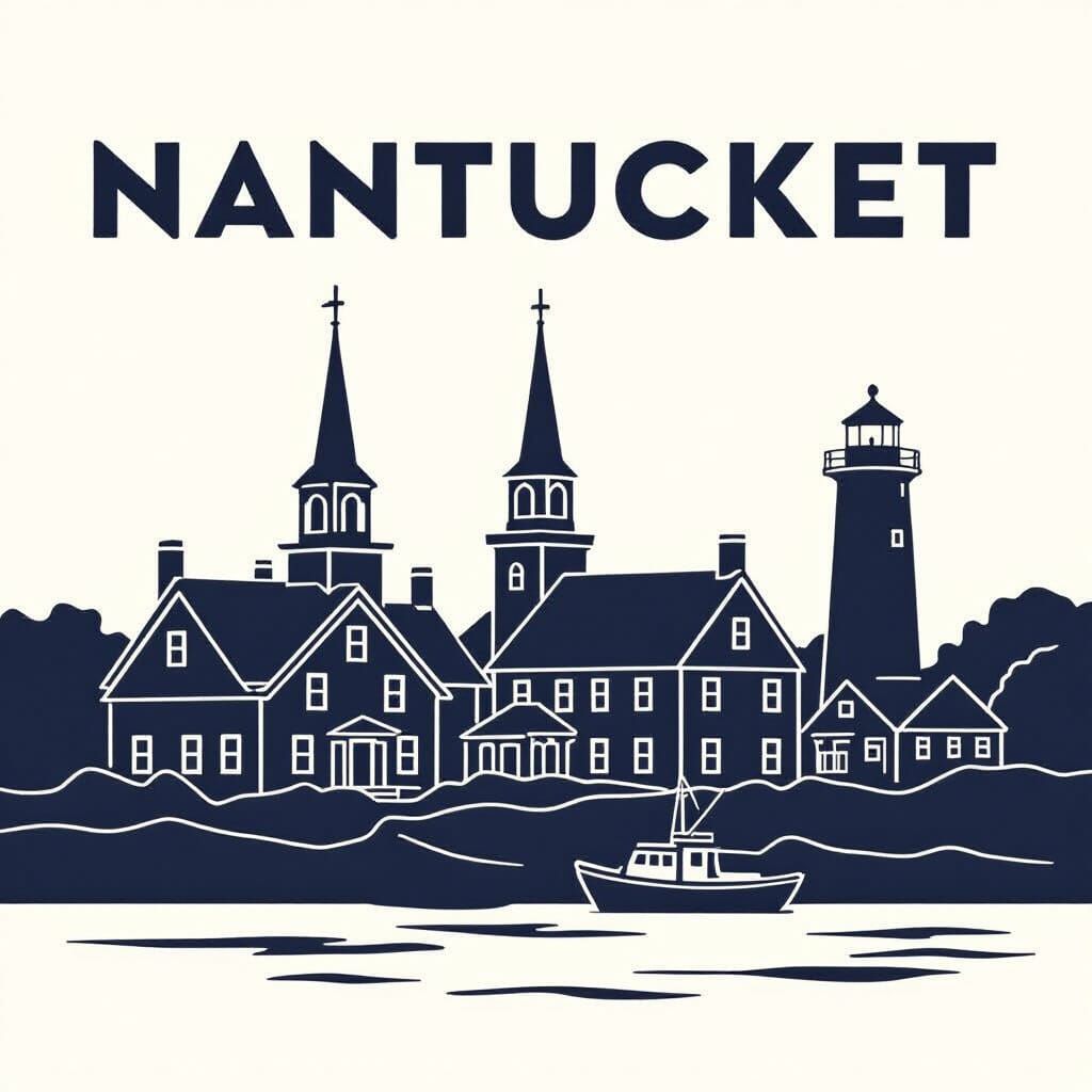 Nantucket Skyline Minimalist Line Art