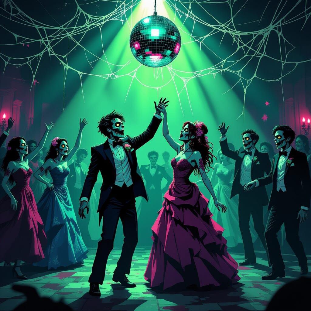 Zombie Prom Night with Undead Teenagers Dancing