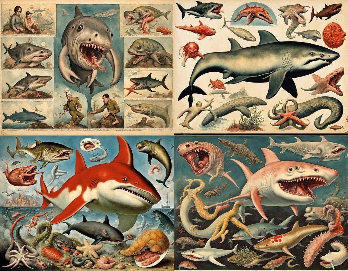 Sinister Cyberpunk Hybrid Sea Creature Emerges from the Dept...