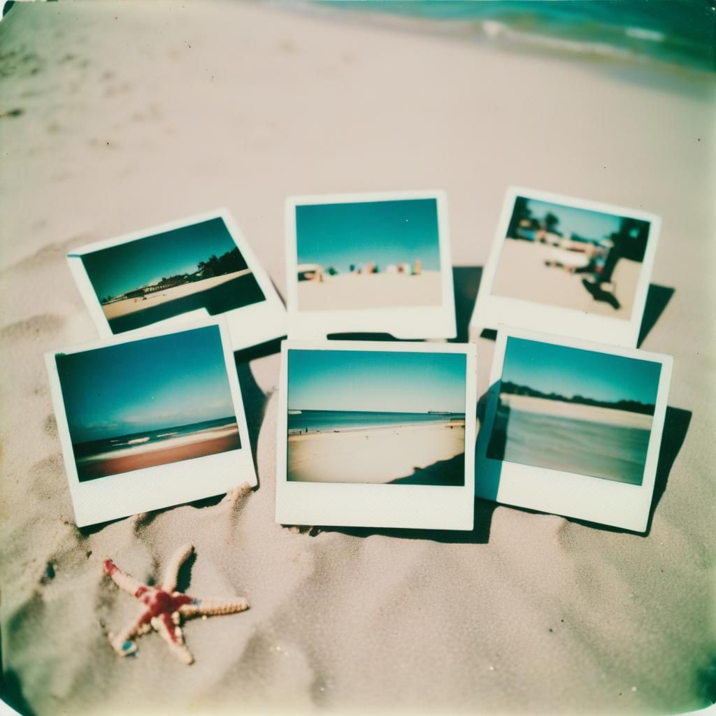 Beach Photographs with a Polaroid SX 70 Camera