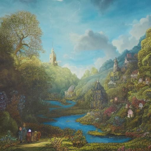 Mystical Fairy Roads: A Detailed Gouache Painting