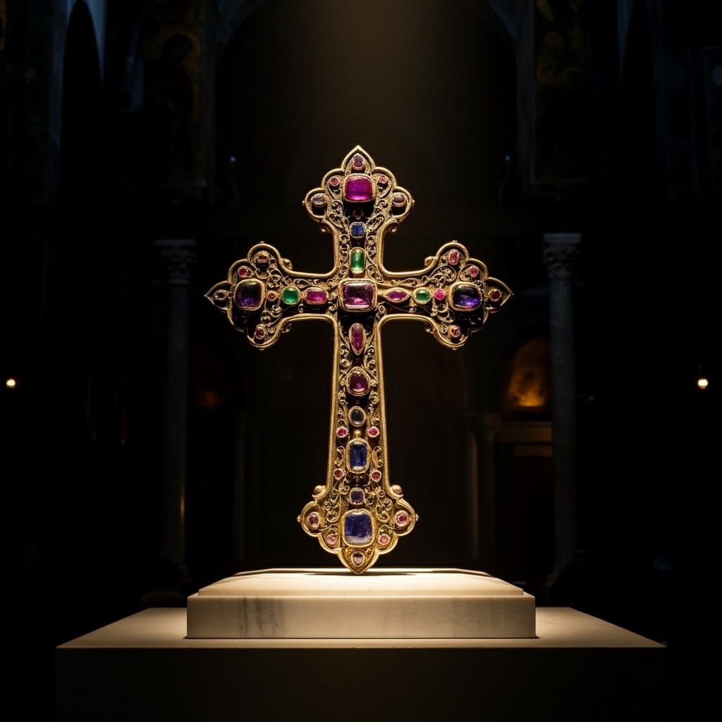 Golden Byzantine Cross in Opulent Renaissance Style