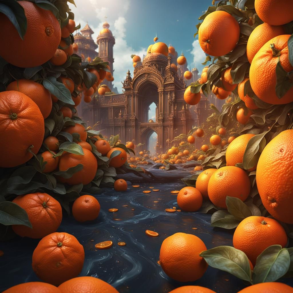 Juicy Orange: Detailed Matte Painting in 8K