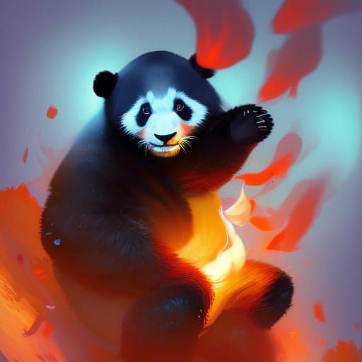 Fiery Panda Concept Art in 8K