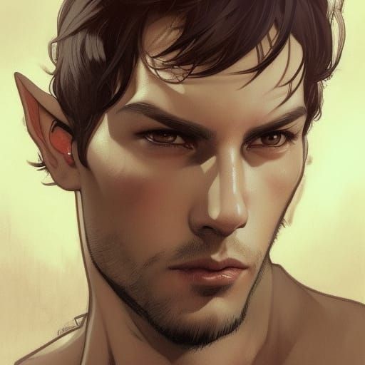 Handsome Man with Rabbit Ears: Hyperdetailed Portrait