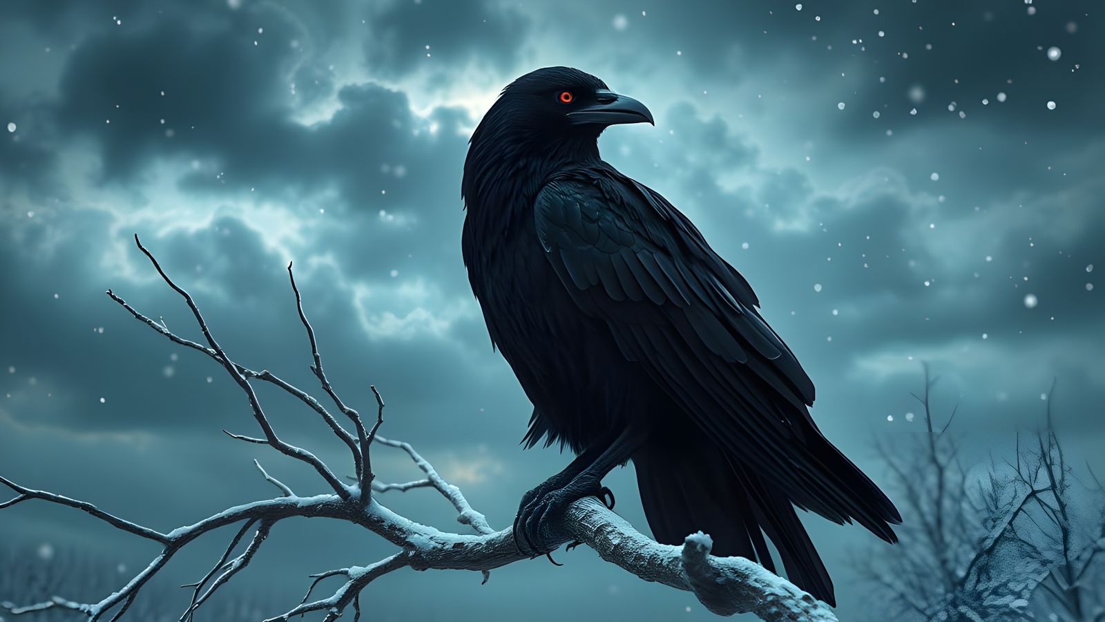 Surreal Winter Raven in Cinematic 8K Detail