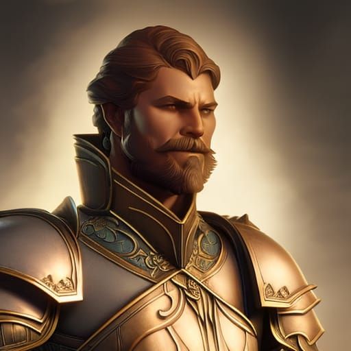 Detailed Medieval Knight Portrait in Digital Art