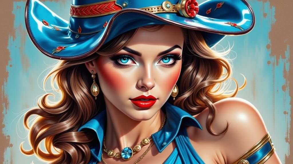 Glowing Futuristic Cowgirl in Vibrant Neon Splash